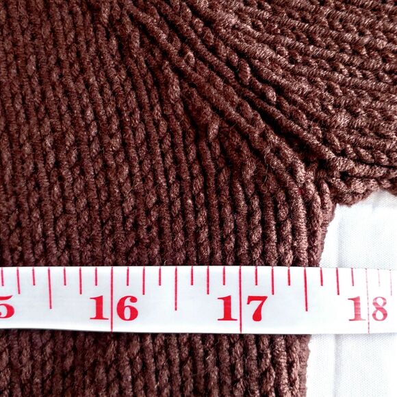 Women Brown Cardigan Sweater M Pom Pom Goblincore Neutral Academia Cottage Twee - Picture 7 of 11